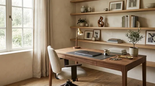 Espace de travail moderne et ergonomique alliant confort et esthétique professionnelle