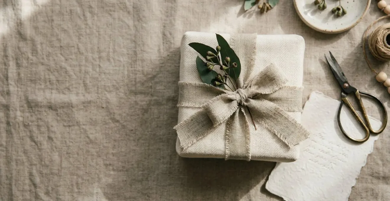 Composition élégante montrant l'art d'offrir avec intention et créativité sans excès budgétaire