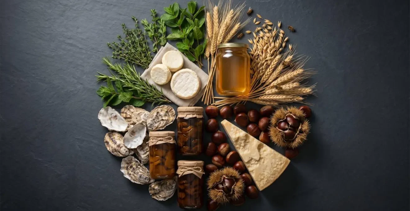 Représentation visuelle abstraite de la saisonnalité des produits du terroir français
