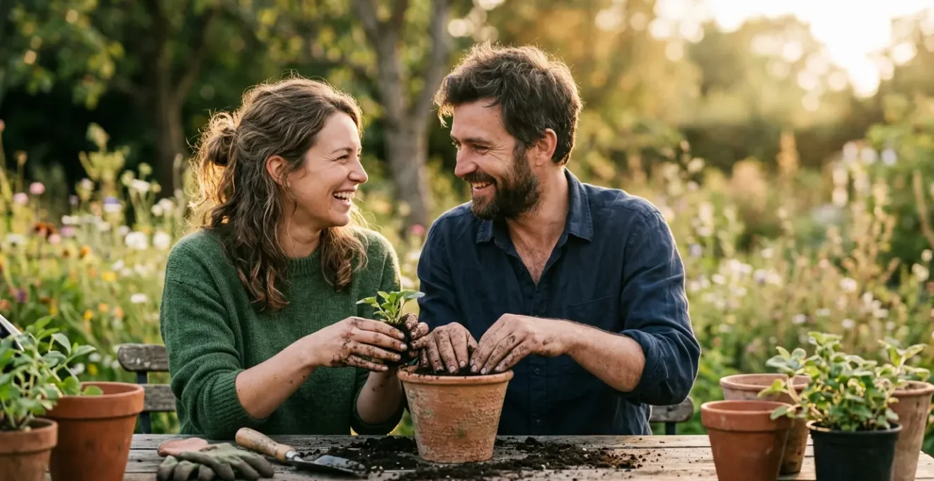 Couple partageant un moment authentique de complicité lors d'une expérience commune