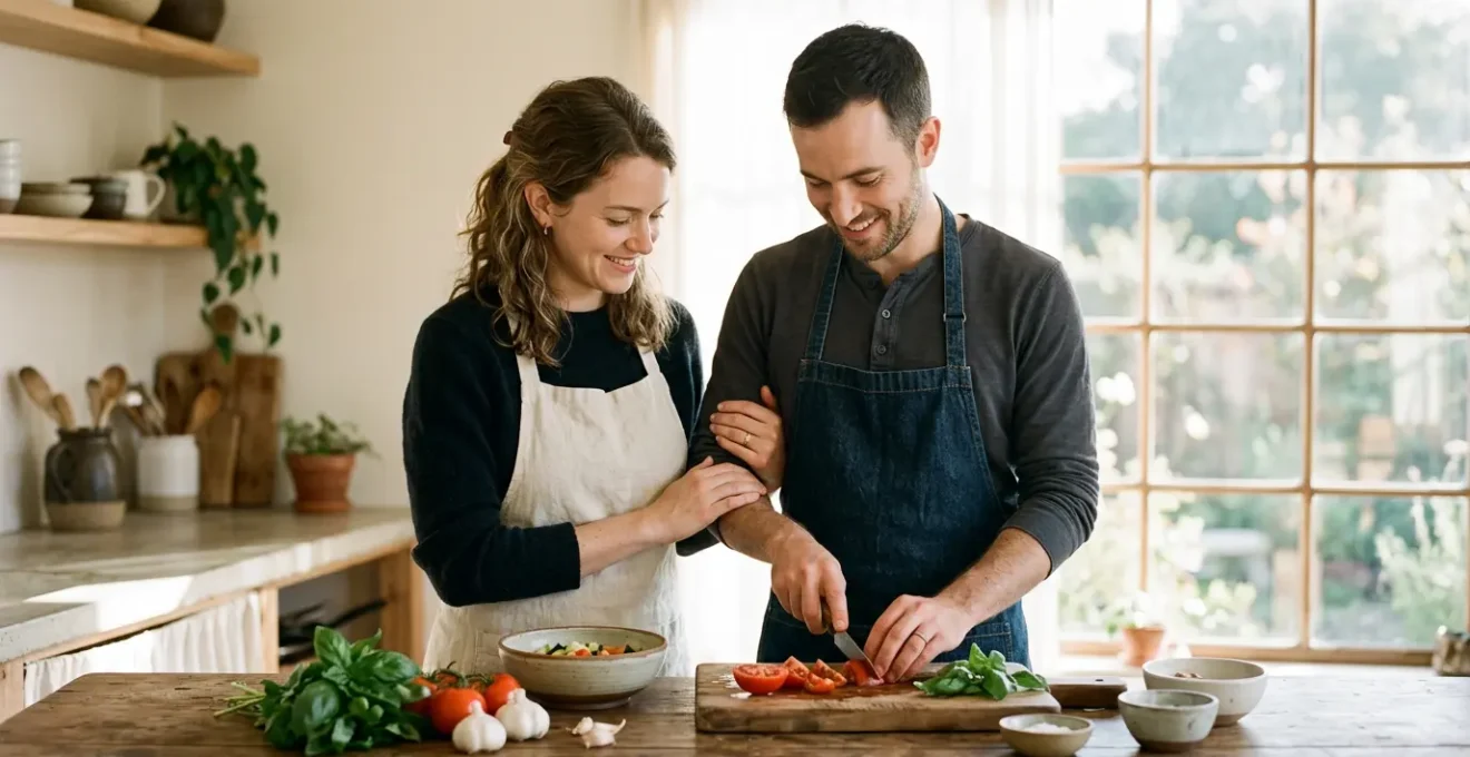 Couple partageant un moment authentique loin du consumérisme de la Saint-Valentin