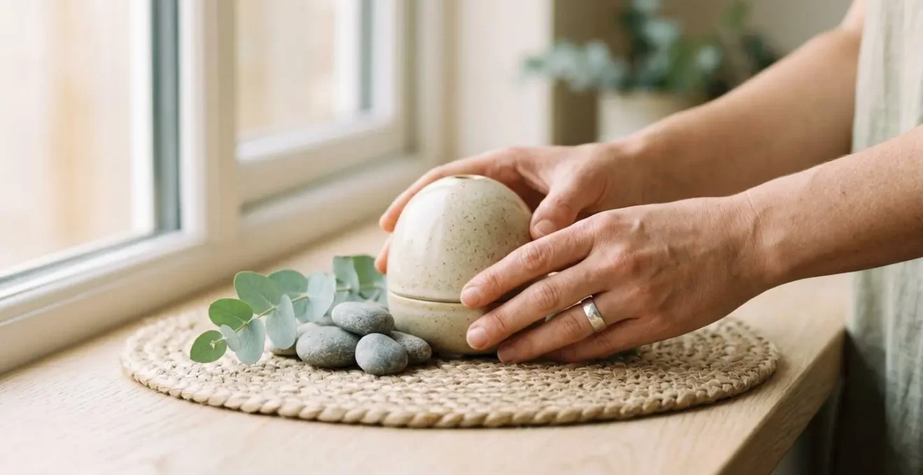 Objet design inspiré de formes naturelles dans un environnement lumineux et apaisant