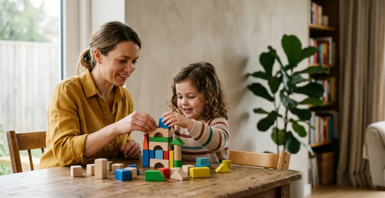 Parent et enfant partageant un moment de jeu éducatif ensemble