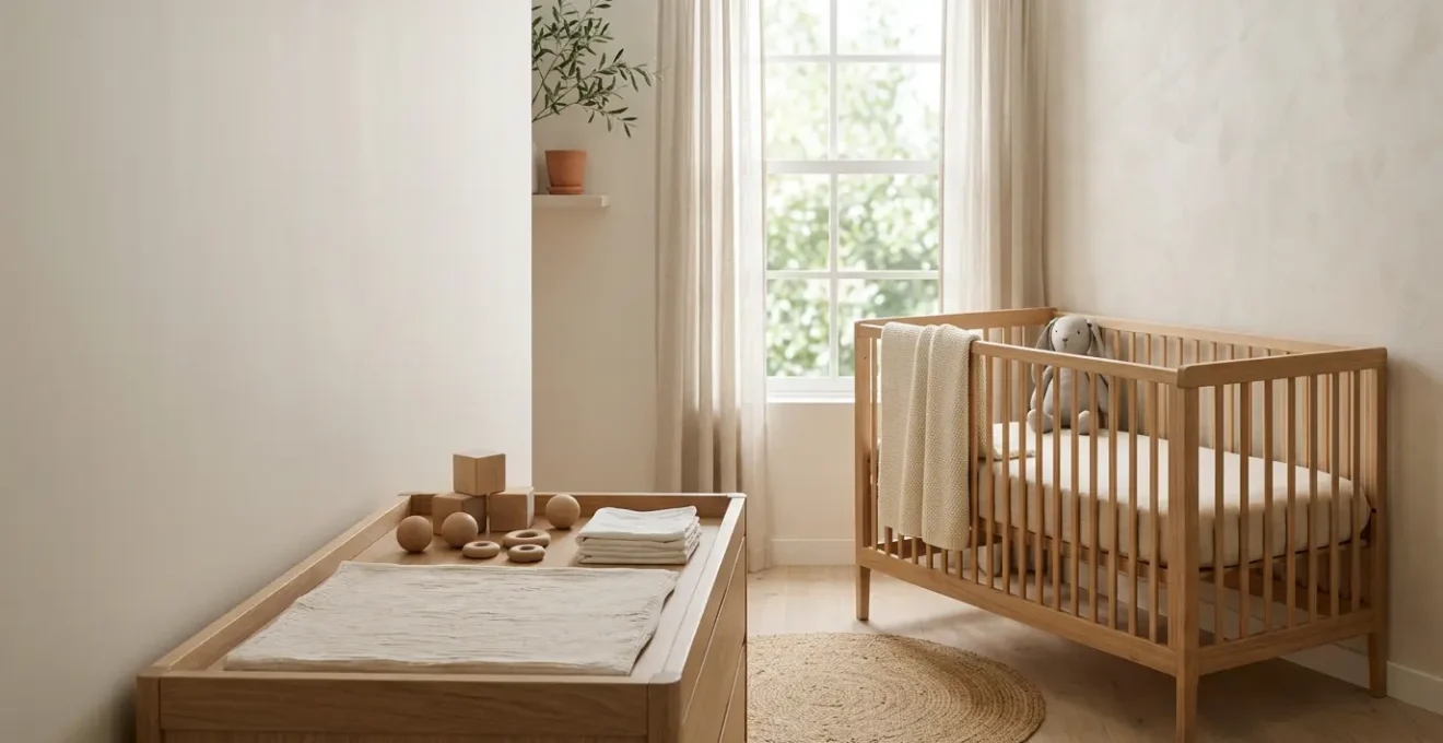 Scène sereine représentant la sécurité du quotidien d'un nourrisson avec du matériel certifié