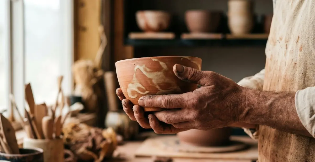 Objets artisanaux en céramique et bois fabriqués localement pour un mode de vie slow